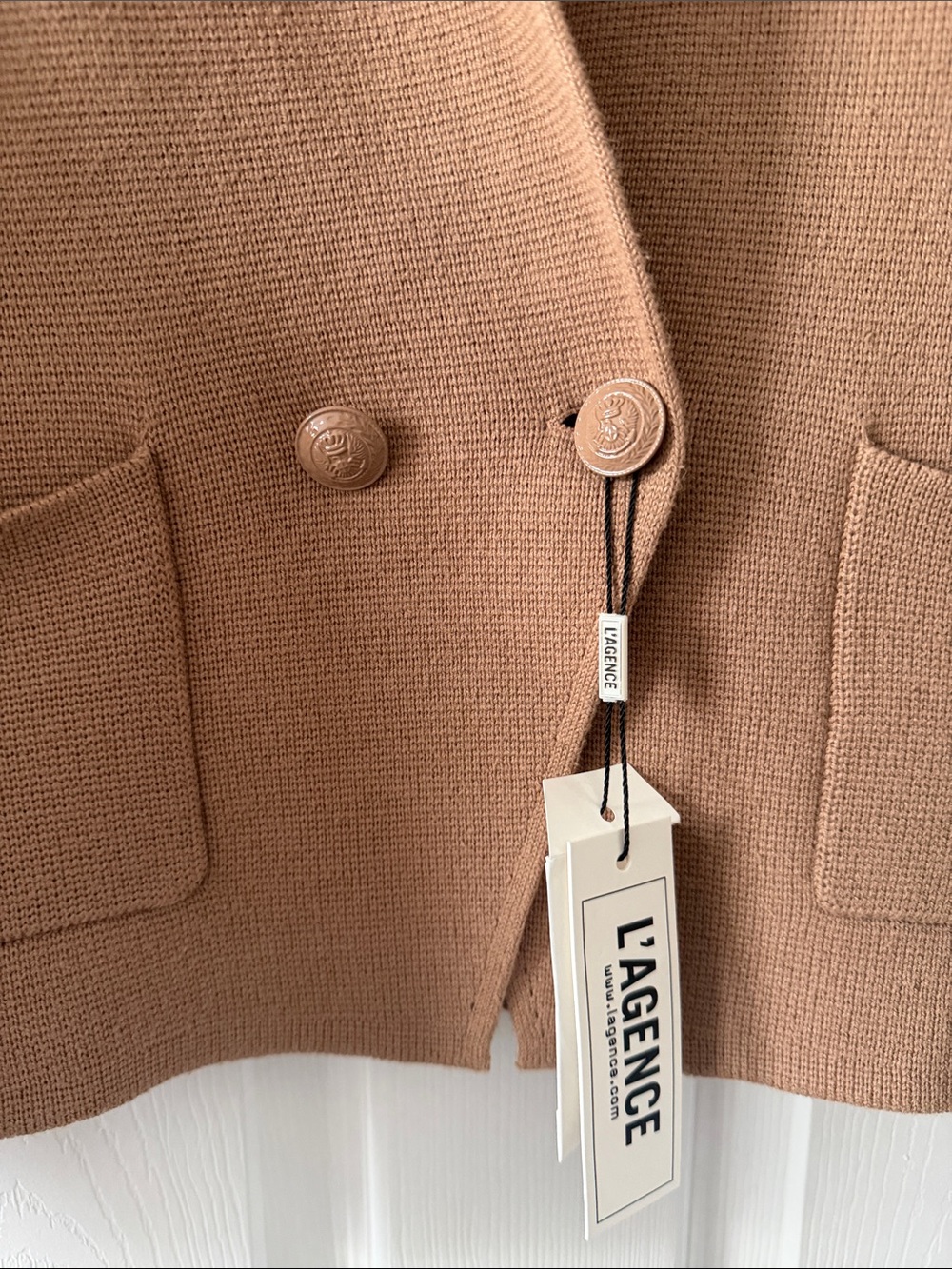 L'AGENCE Women's Camel Knit Blazer - Picture 4 of 11